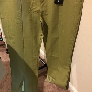 Women’s faux leather pants, with front bottom split and back pockets only